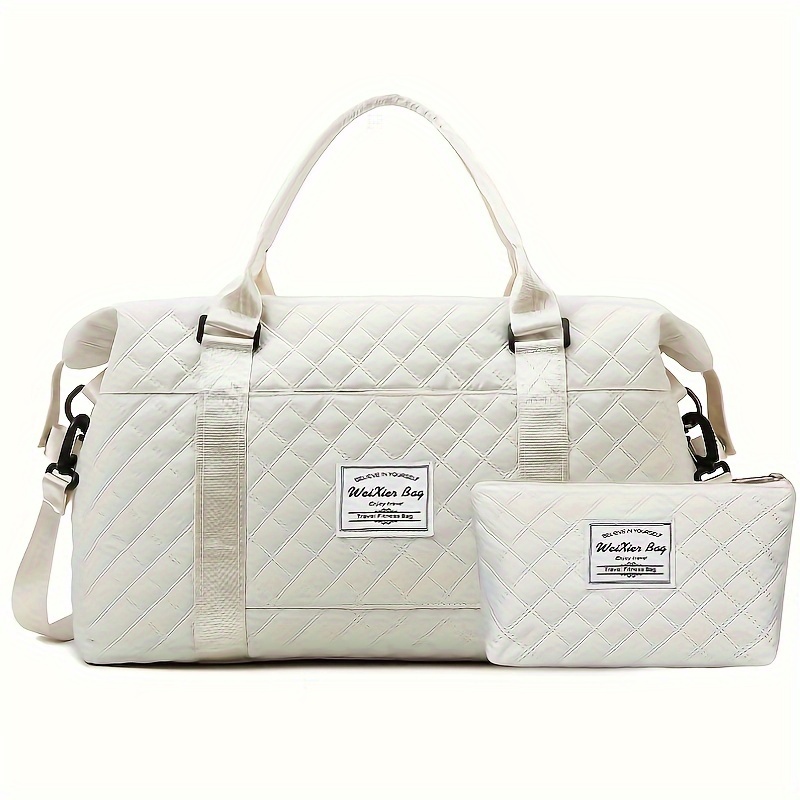 

Large Capacity Travel Luggage Bag, Lightweight Argyle Pattern Duffle Bag For Women, Portable Overnight Bag