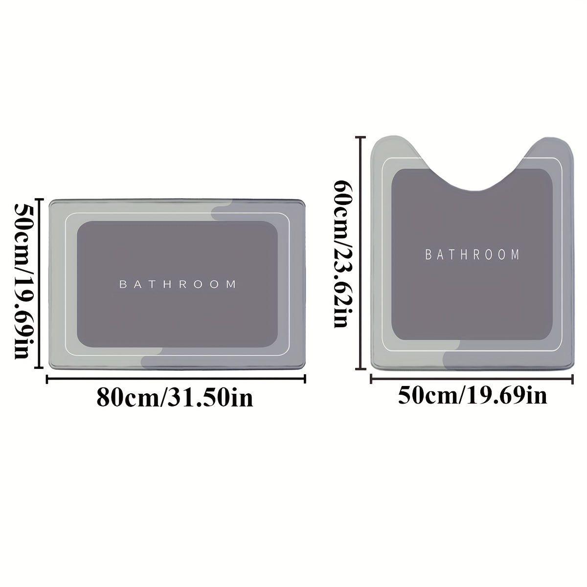 TEMU 2pcs/set Retro Minimalist Printed Bathroom Protective Pad Set, Bathroom Floor Pad Set, Home Decoration (1.2cm Thick Sponge)
