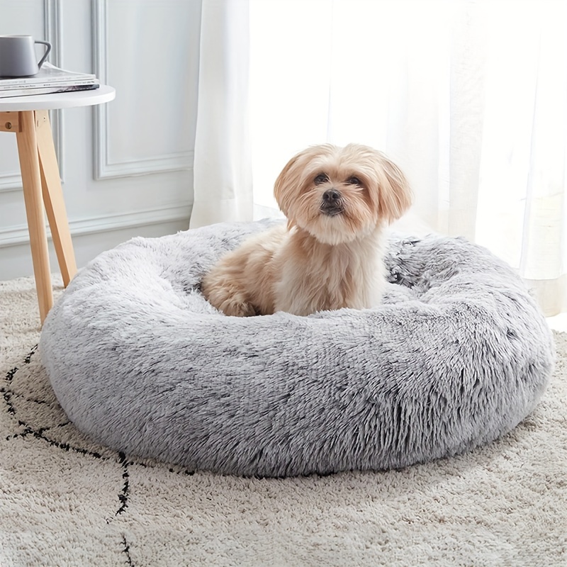 

1pc Calming Dogs Bed For Dogs, Soft Fluffy Anti-slip Dog Nest Sleeping Nest, Cozy Soft Pet Round Bed