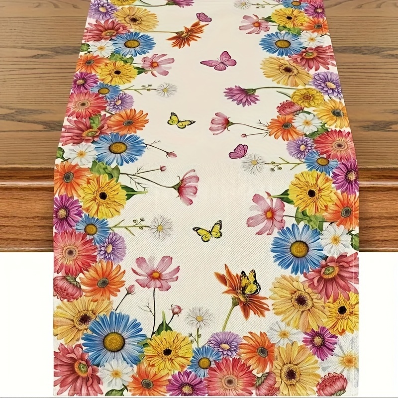 

& Butterfly Polyester Table Runner - Vibrant Red/yellow, Home Kitchen, Outdoor Garden Parties, And Restaurant Decor