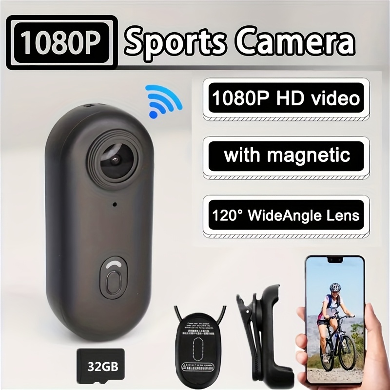 Cámara de acción 1080P, diseño compacto, se puede montar en cualquier lugar, mini cámara con clip de resorte…