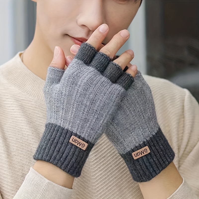 

Korean Fashion Knit Fingerless Gloves - Acrylic Blend Half-finger Typing And Writing Gloves, Hand Wash Or Only - 1 Pair