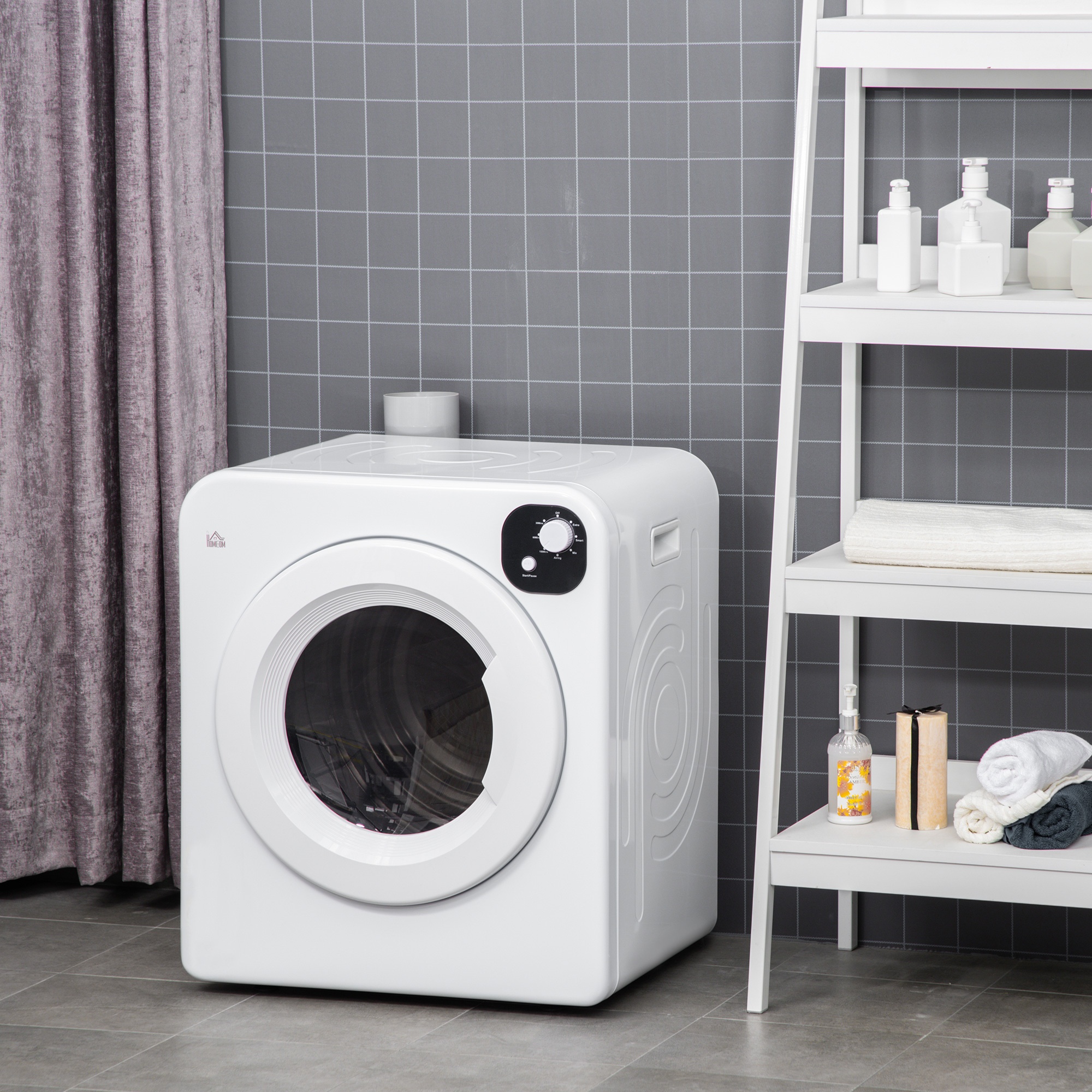 TEMU Homcom Compact Electric Dryer 1300w, 3.22 Cuft Portable Laundry Dryer - White, 120v, Us Plug, Energy- Design For Modern Laundry Rooms, Drying