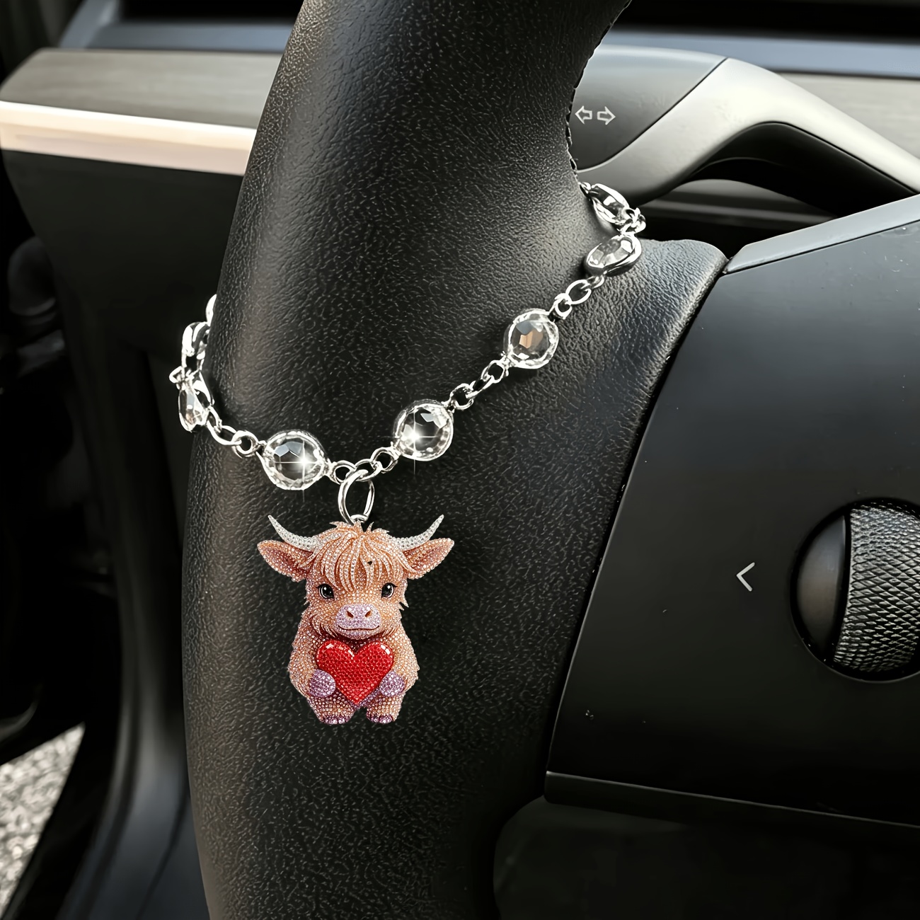 TEMU 1 Cute Calf Chain Pendant For Car Steering Wheel Decoration, Car Pendant, Fashionable, Exquisite And Elegant, Interior Decoration, Gift For ,