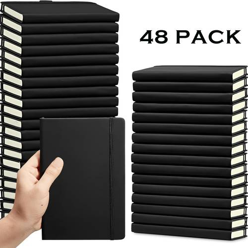 48 pack pocket notebook journals a6 mini hardcover journal pu leather lined notebooks 3 7 x 5 7 inch small college ruled notepad for writing supplies christmas gift