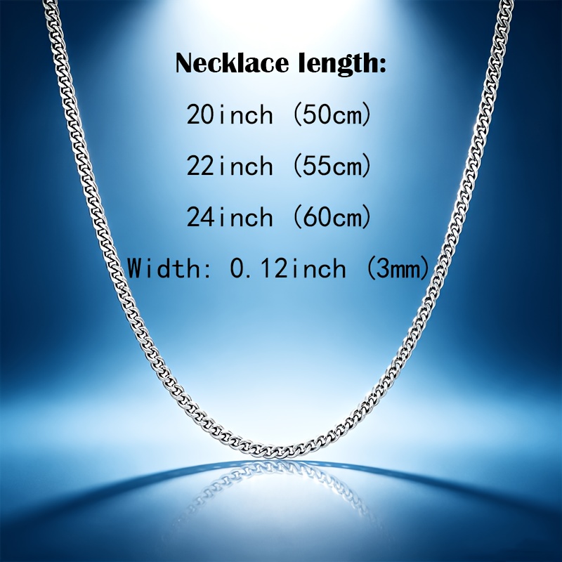 TEMU A Women's , Chain Necklace, 3mm Cuban Chain, Fashionable And Classic, Elegant And , Simple Everyday, Hip-hop , Suitable For Holiday Gifts,