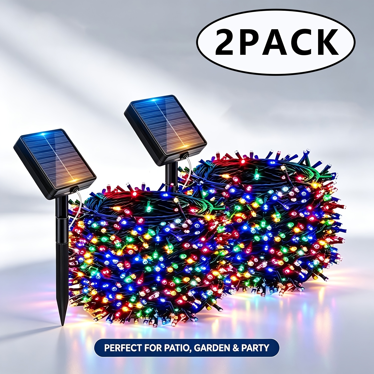 TEMU 2pack Solar Outdoor Garden Lights, 39 Feet, 100 Led Solar String Lights, Suitable For Outdoor Use, 8 Flashing , Solar Tree Lights For Gardens,
