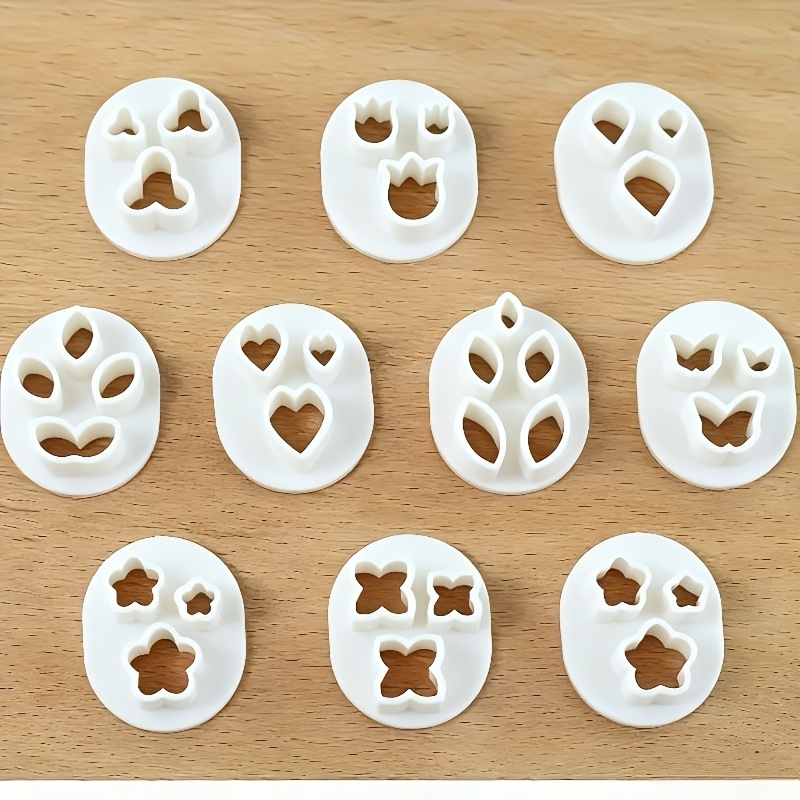 E-shop 10er-Set Polymer Clay Ausstecher, Unregelmäßige Form, Schmuckherstellung, Keine Stromversorgung erforderlich, mit Blumen, Blatt- und