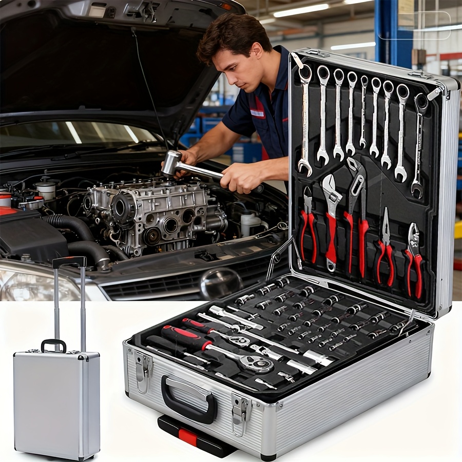 899 52-Piece Professional Multi-Functional Tool Set with Portable Case, Chrome Vanadium Steel, for Home and Car Maintenance
