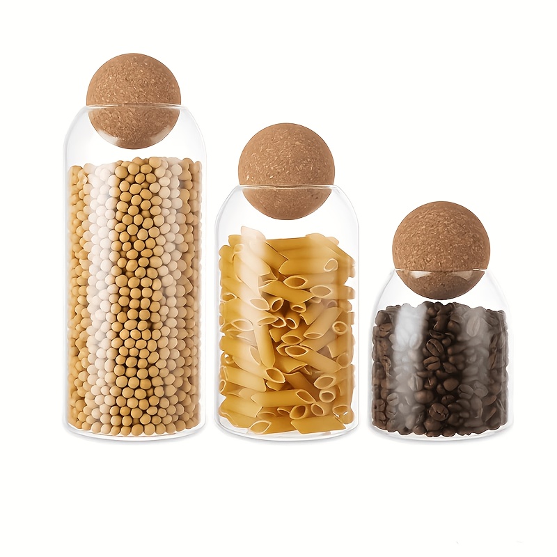 TEMU 3pcs Glass Sealable Jars, High Borosilicate Glass Jars, Kitchen Storage Jars, Food-grade Storage Jars, Grain Storage Jars, Ball-top Glass Jars,