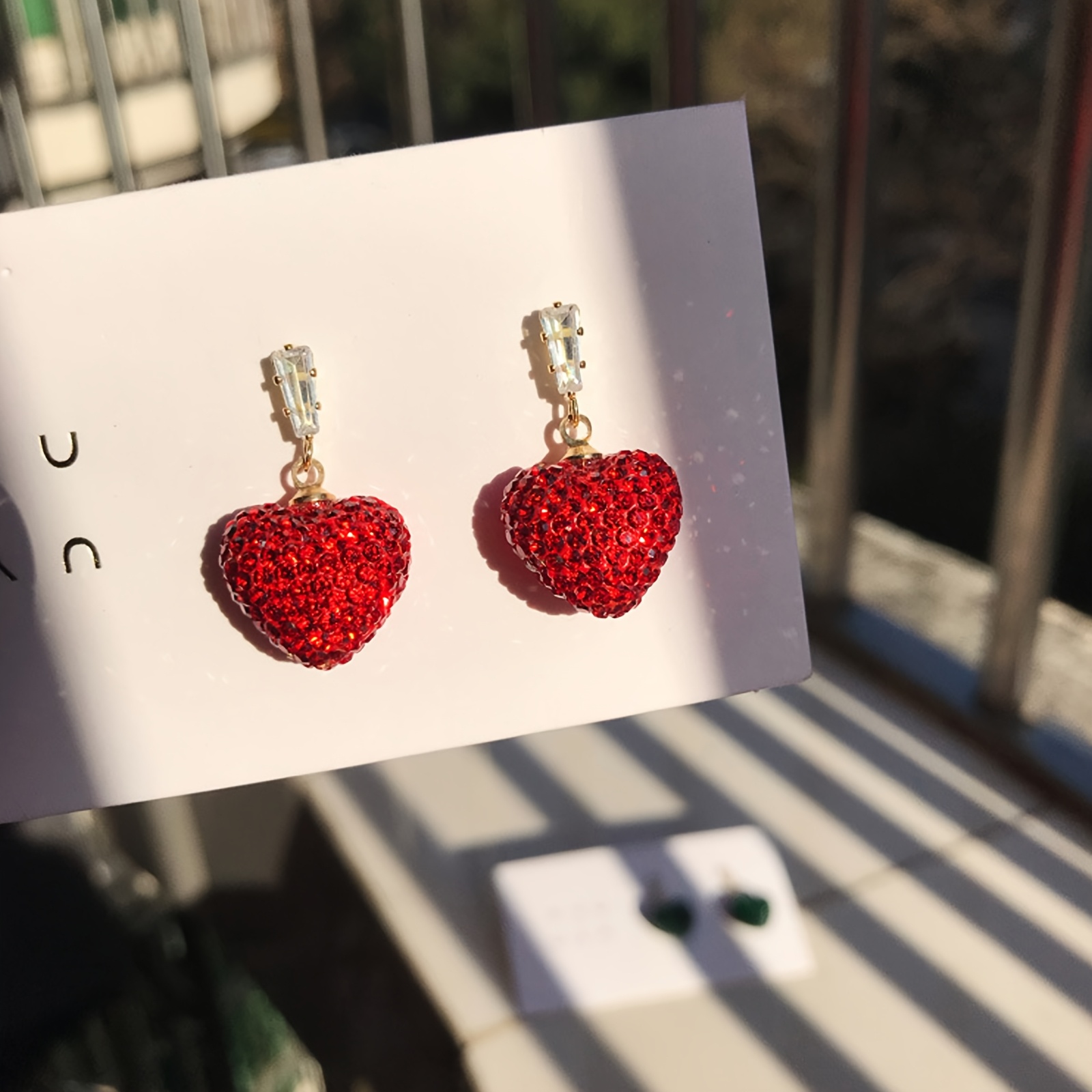 

Elegant Red Heart Dangle Earrings - Luxurious Sparkle, Parties & Gifts, 925 Silvery Posts, Glass , Alloy, Best For Christmas