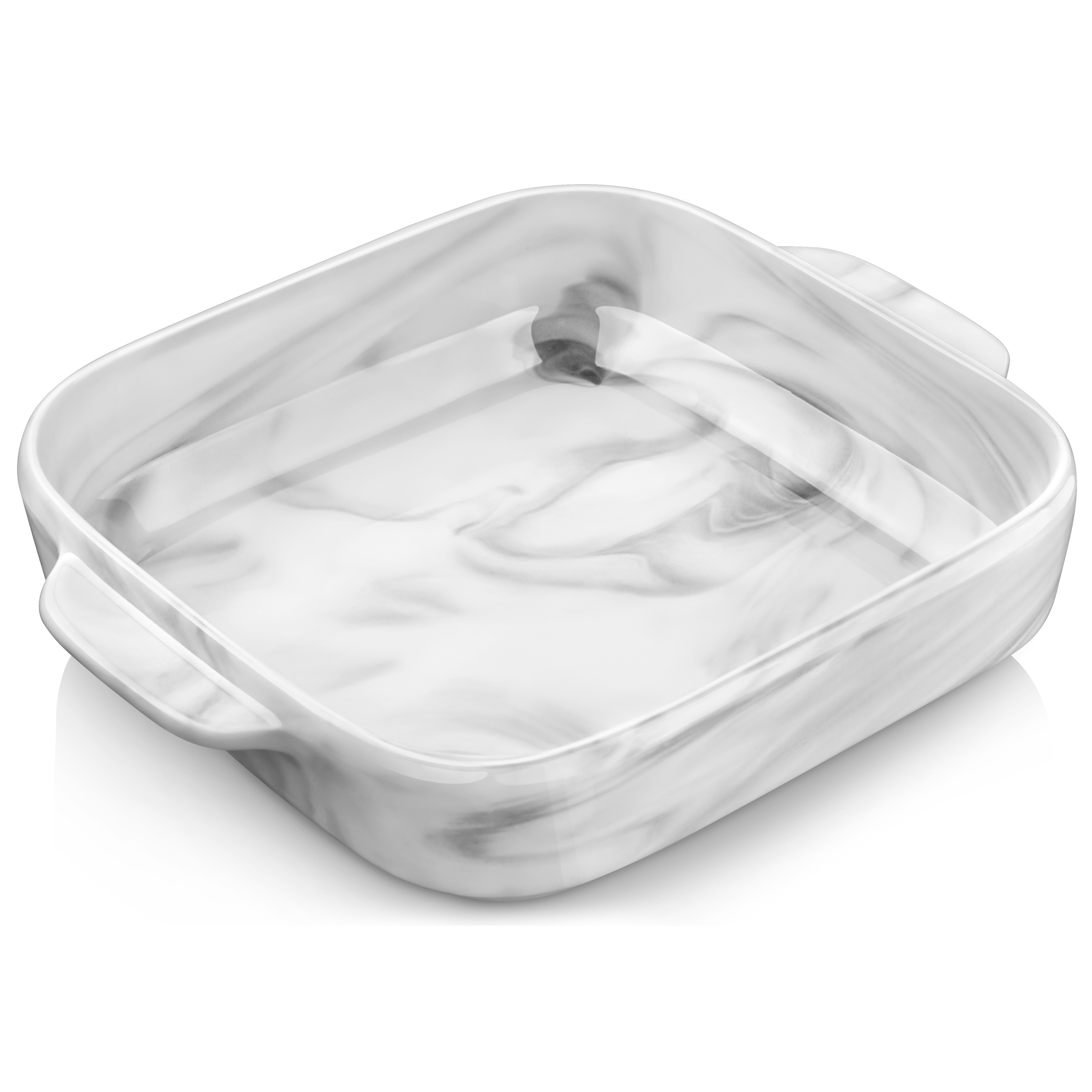 1660ml Square Flower Shaped Baking Dish, Marble Grey Porcelain Pie Pan, Oven To Table Baking Dish Ideal For Lasagne/pie/casserole/tapas