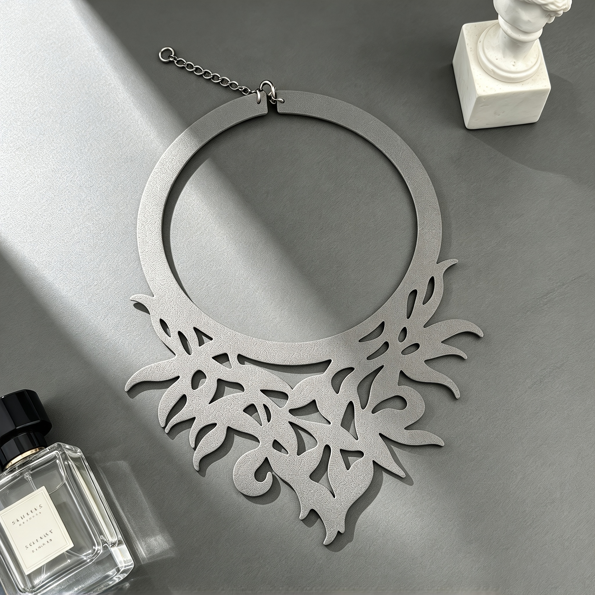 Gothic Hollow-Out Floral & Leaf Double-Layer Choker Necklace