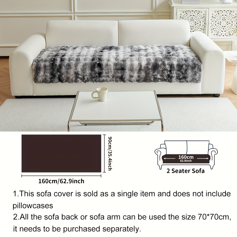TEMU 1 pièce Housse de coussin de canapé épaisse en peluche de lapin artificiel dégradé pour et l'hiver, Housse de coussin de canapé antidérapante,