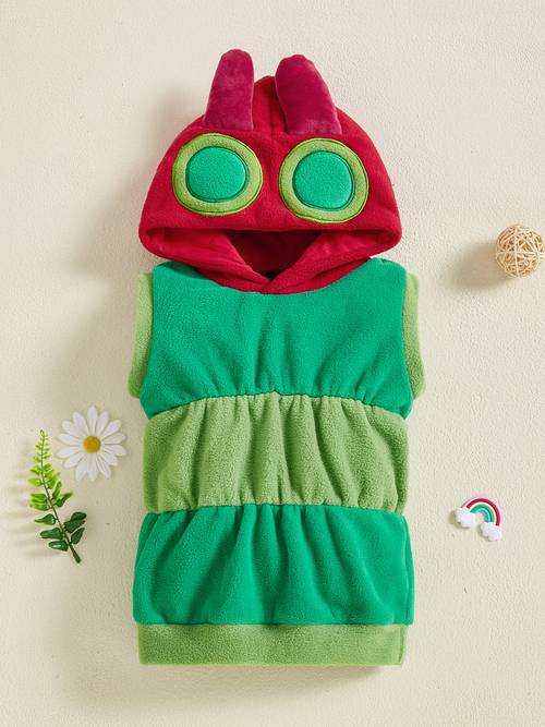for caterpillar cute sleeveless hooded romper vest with antenna plain color bug outfit for halloween themed parties machine washable for regular for outdoor