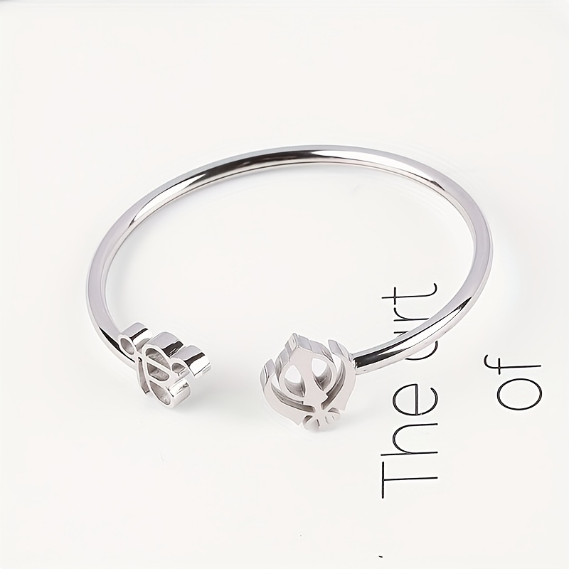Unisex Sikhism Stainless Steel Adjustable Cuff Bracelet