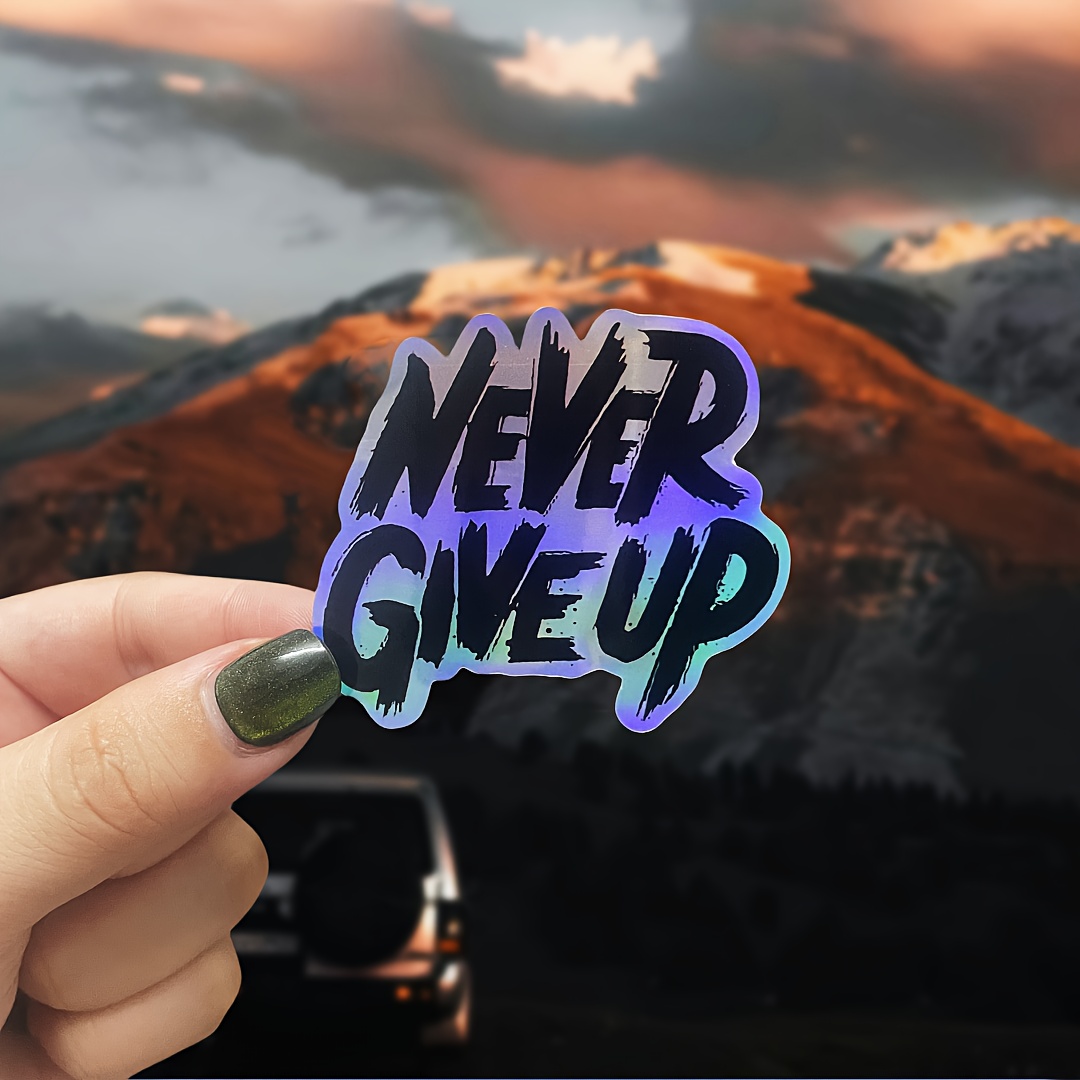 Never Give Up Motivational Stickers, Easy To Remove - Inspirational Paper Stickers For Phones, Laptops, Fitness Enthusiast Gifts
