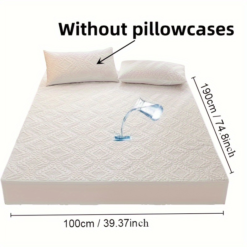 TEMU 1pc Waterproof Fitted Sheet Mattress Protective Covers Antiskid Dustproof Moisture-proof Protective Cover Simple Color For Bedroom Guest Room