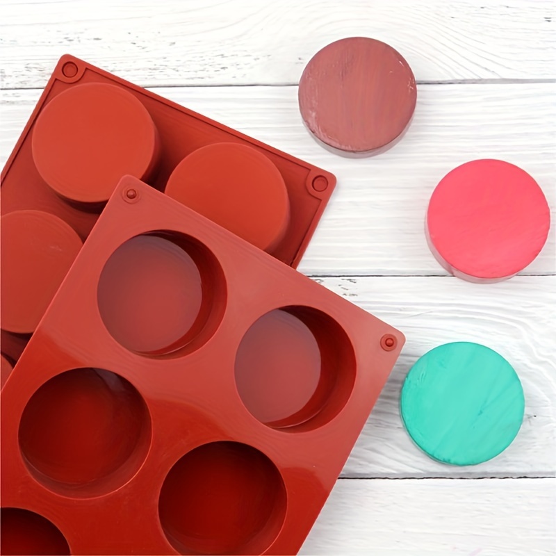 

1pc, 6-cavity Silicone Mold, Red Round Cylinder Baking Mold, For Diy Pudding, Jello, Cupcake, Food-grade, Suitable For Bakery Pastry Shop