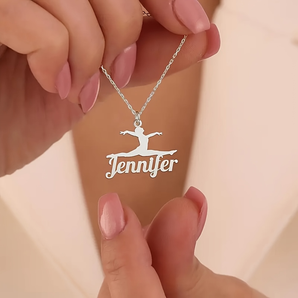 E-shop Personalisiertes 304 Edelstahl 1-2 Namens Ballerina Anhänger Halskette, Modischer Schmuck nach Maß, Urlaubsgeschenk, Einzigartiges
