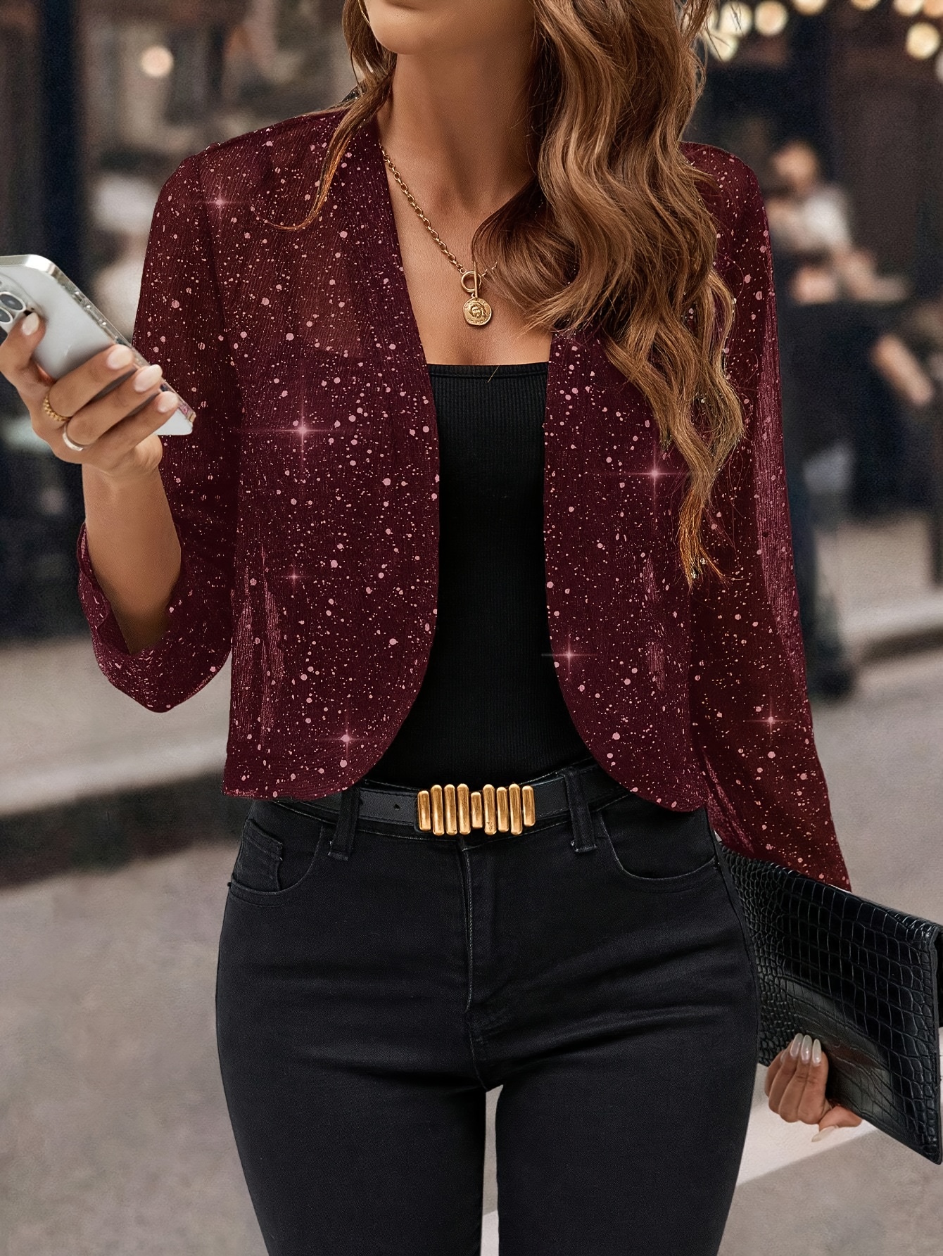 Giacca Da Donna Con Paillettes Luccicanti, Blazer Glitter Per Feste E Autunno, Taglie S-3XL - 3
