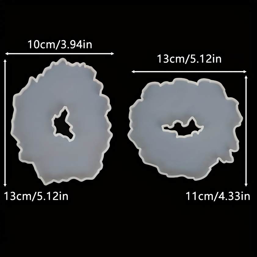 TEMU 2pcs-coaster Resin Mold, Irregular Coaster Epoxy Resin Silicone Mold, Hole Silicone Onyx Resin Casting Coaster Mold, Diy Resin Tea Coaster, Tray
