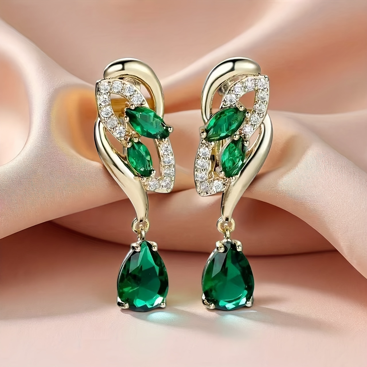 E-shop 1 Paar Romantische Kristall Quasten Ohrringe Tropfenförmige Zirkonia Ohrstecker Damen Rosa Geburtsstein Party Ohrringe Schmuck Geschenke