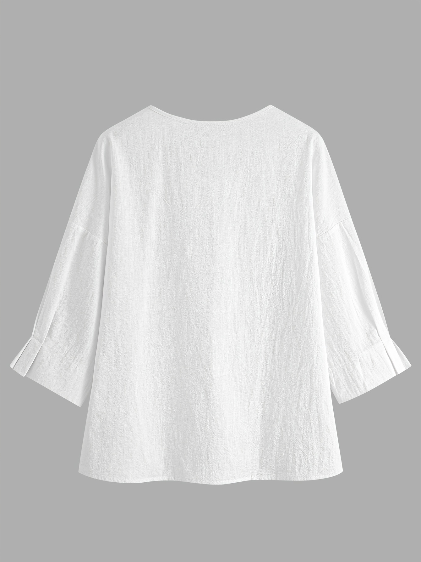 loose solid   neck half sleeve pullover