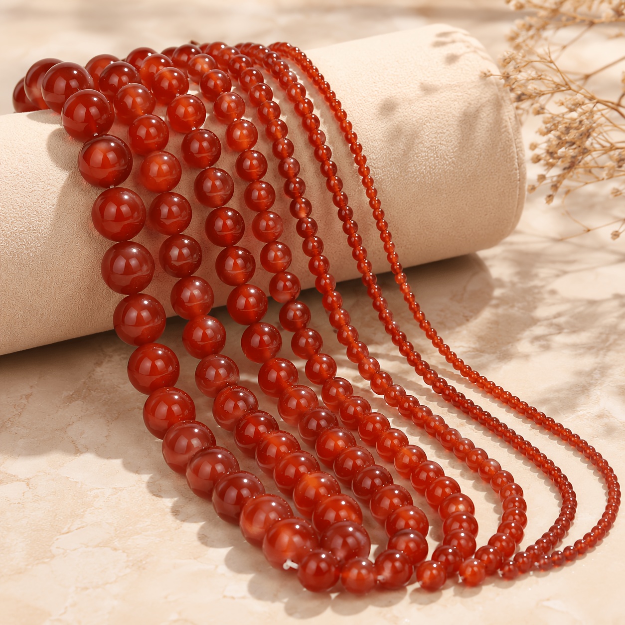 Red Agate Round Beads Loose Polished Smooth Beads
