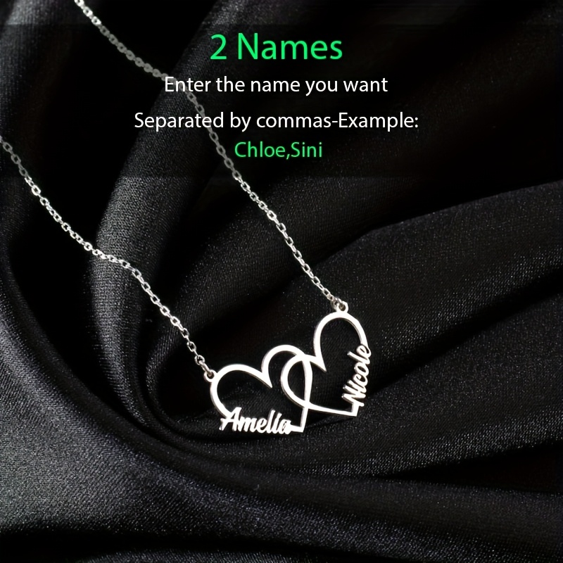 TEMU Collier cœur personnalisé pour femmes, personnalisable avec 2 en anglais. Un pour elle (ou lui) dans bohème, idéal pour la Saint-Valentin, Noël,