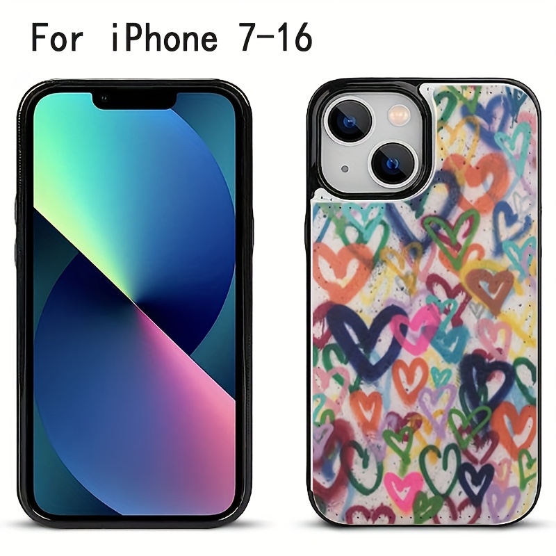 TEMU Colorful Heart-shaped Wallet Phone Case With Multifunctional Flip Cover Card Holder, Designed To Store And Protect Bank Cards, Featuring A