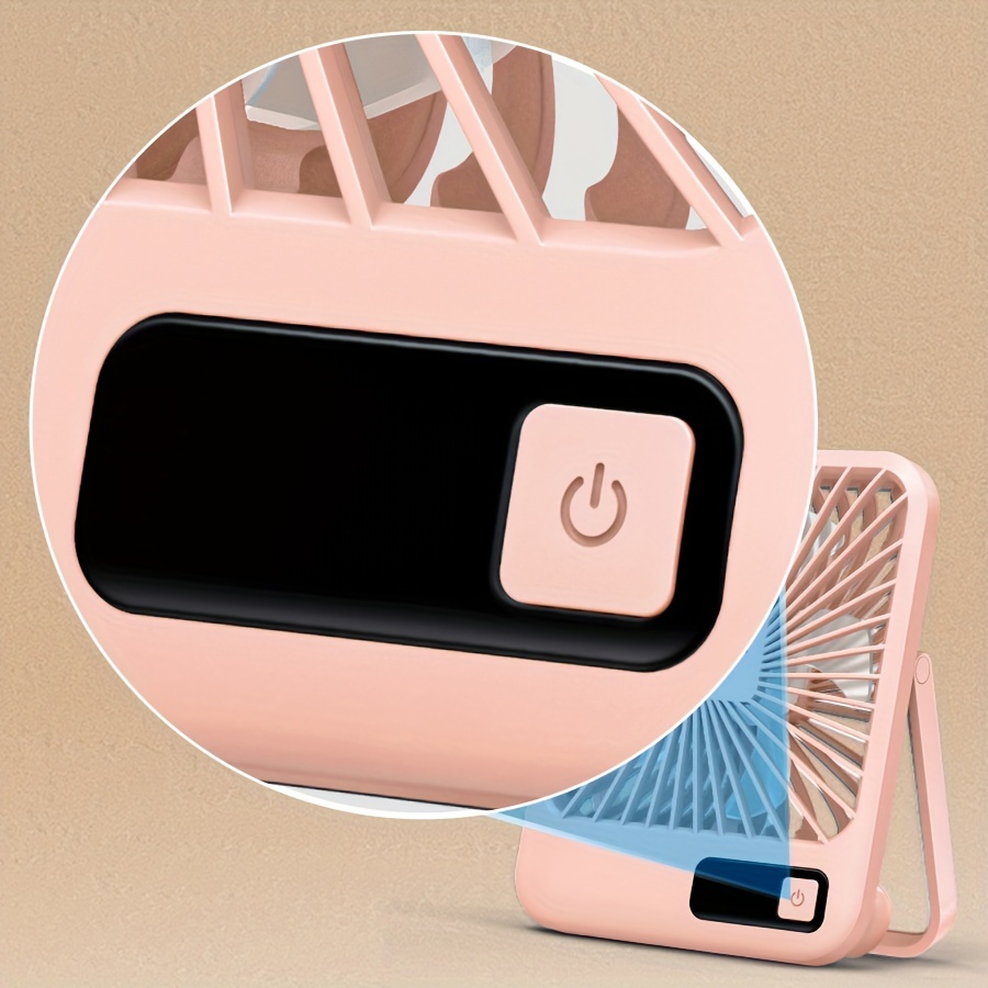   6 5 portable usb desktop fan pink 180 foldable with 5 speed settings 1800mah rechargeable battery led display compact powerful for home   outdoor use indoor outdoor fan sleek fan design usb rechargeable fan portable fan   details 2