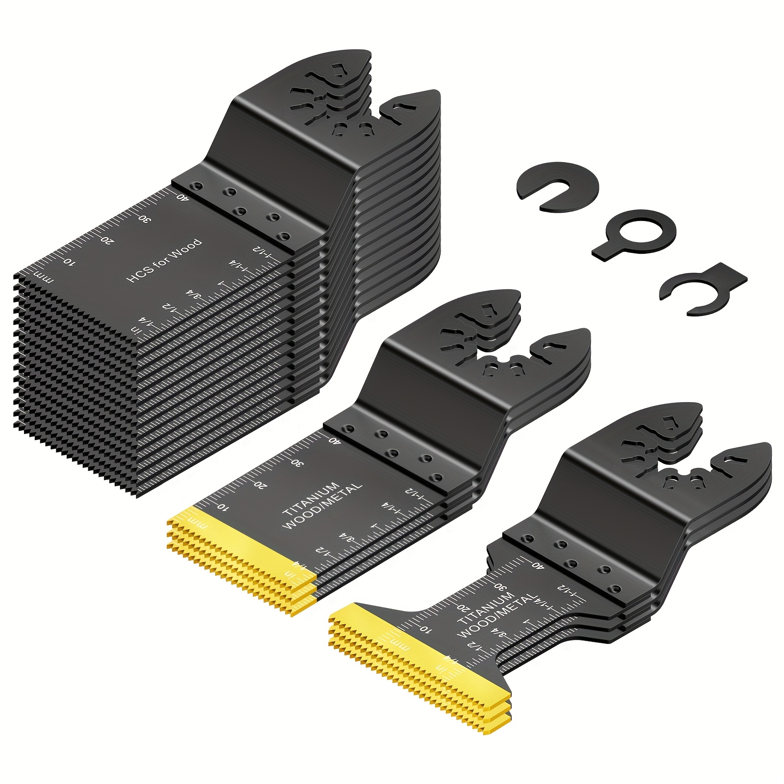 imagen del artículo kits de hojas de multiherramienta de titanio, hojas para herramienta oscilante para madera, plásticos y metal, hojas de   oscilantes de   rápida   con   los modelos