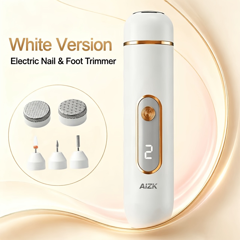 TEMU Mini Portable Multi Functional Nail Foot Trimmer Rechargeable Manicure Pedicure Set, 2 Speed Control With 5 Replaceable Grinding Bits, Dual-use