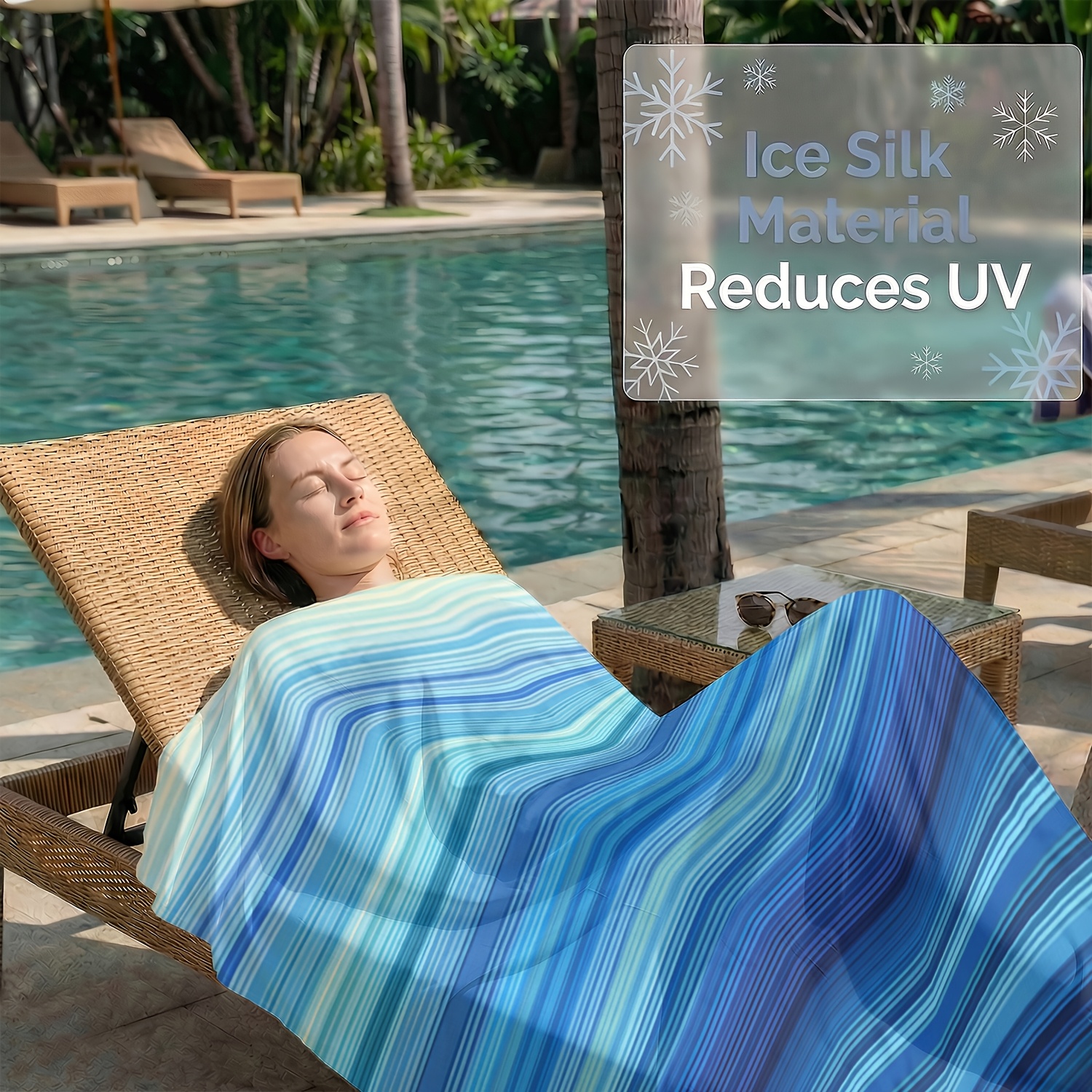 TEMU 1pc Of Refreshing Pattern-printed Cooling Blanket With An Icy Feel, A Soft Double-sided Cooling Thin Blanket, A Stylish Throw Blanket For