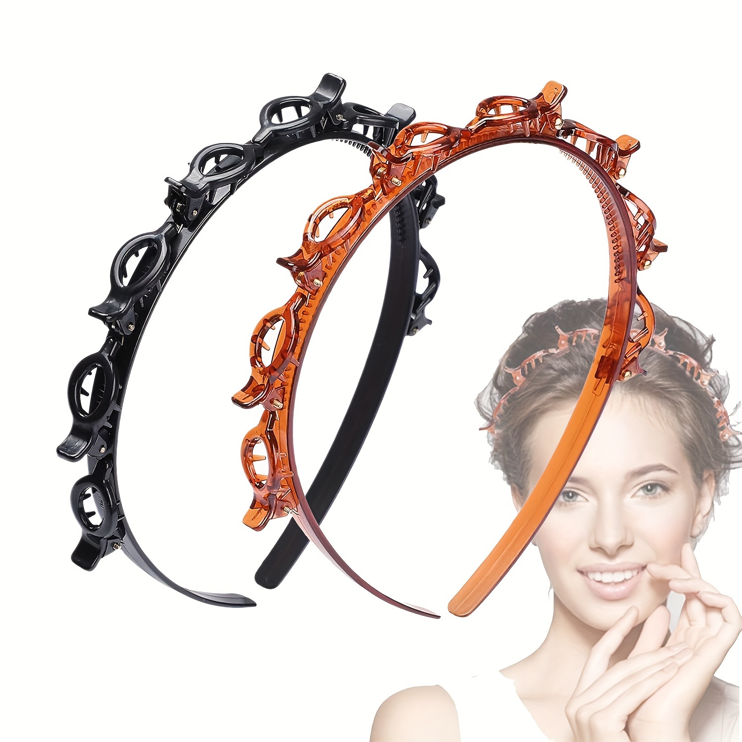 

2pcs Solid Color Non Slip Head Bands Broken Hair Finishing Head Hoops For Women And Daily Use Wear