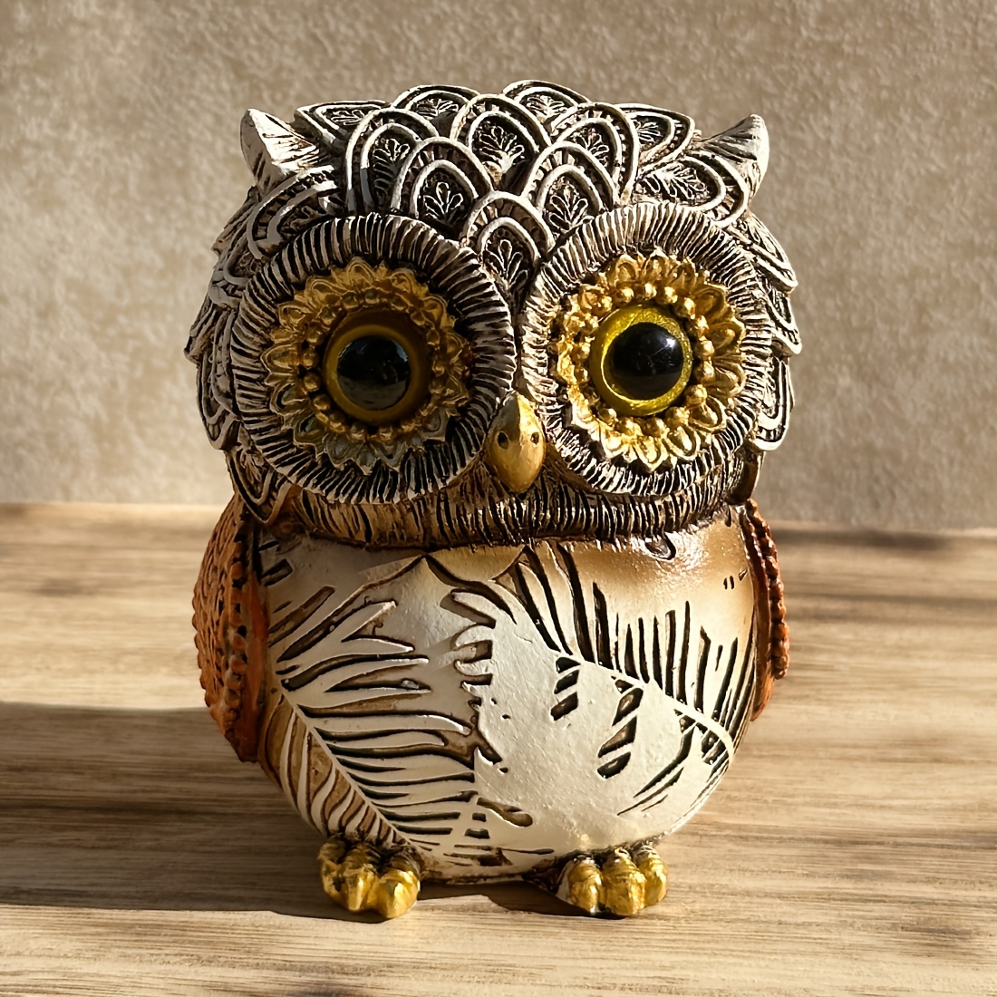 TEMU 1pc Resin Craft, Owl Home Decor Ornament, Desktop Decoration, Small Gift, Garden Decor