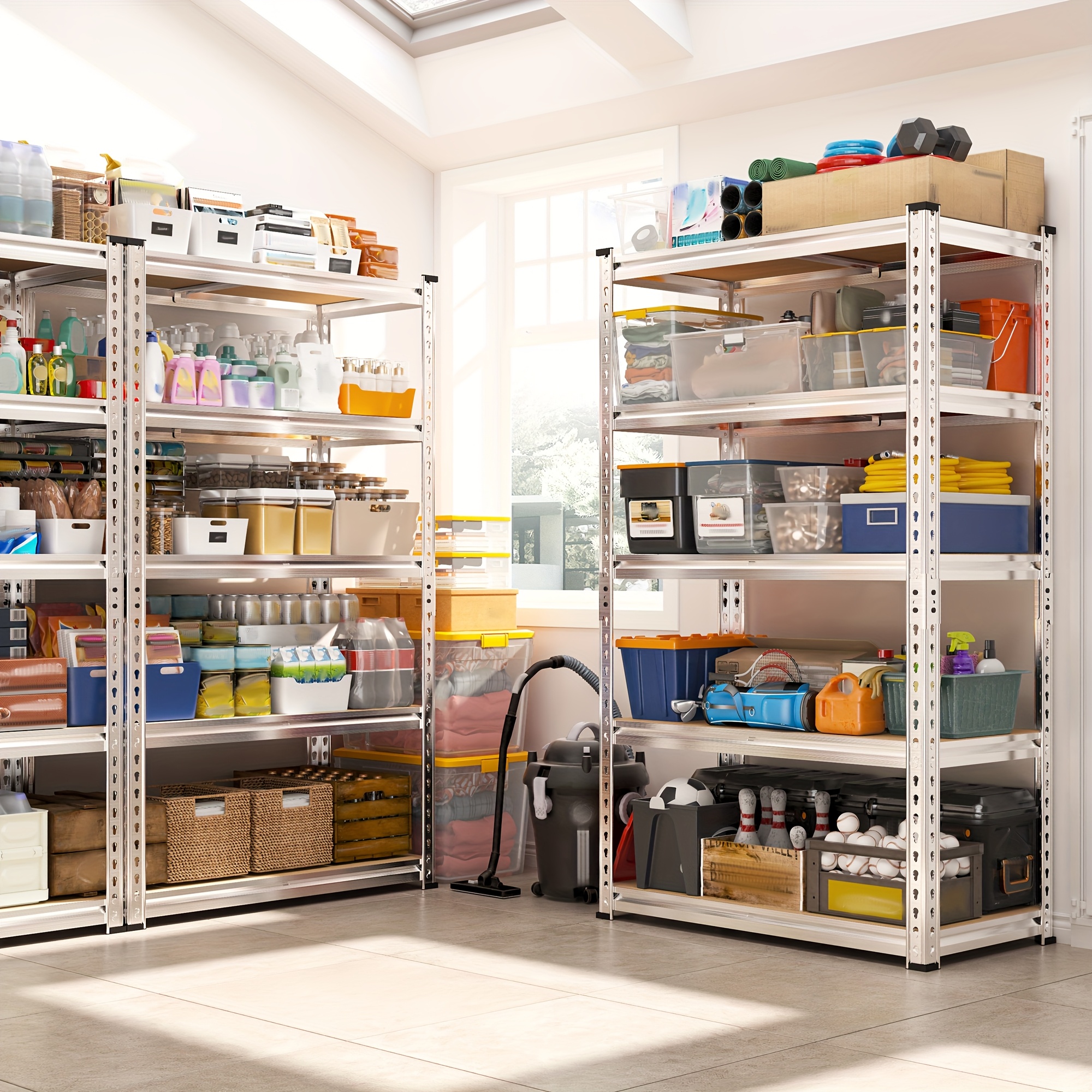TEMU Storage Shelves 2020lbs Garage Shelving Heavy Duty Shelving 5 Tier Metal Shelving Units For Storage Adjustable Pantry Shelves For Basement Dorm