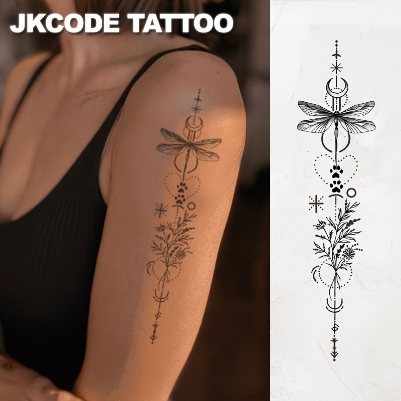 

Jkcode Tattoo Herbal Temporary Tattoos - Cute Daisy & , Elegant Floral Arm Bands, Waterproof For 15 Days - Perfect For Music Festivals & Fashion Accessories