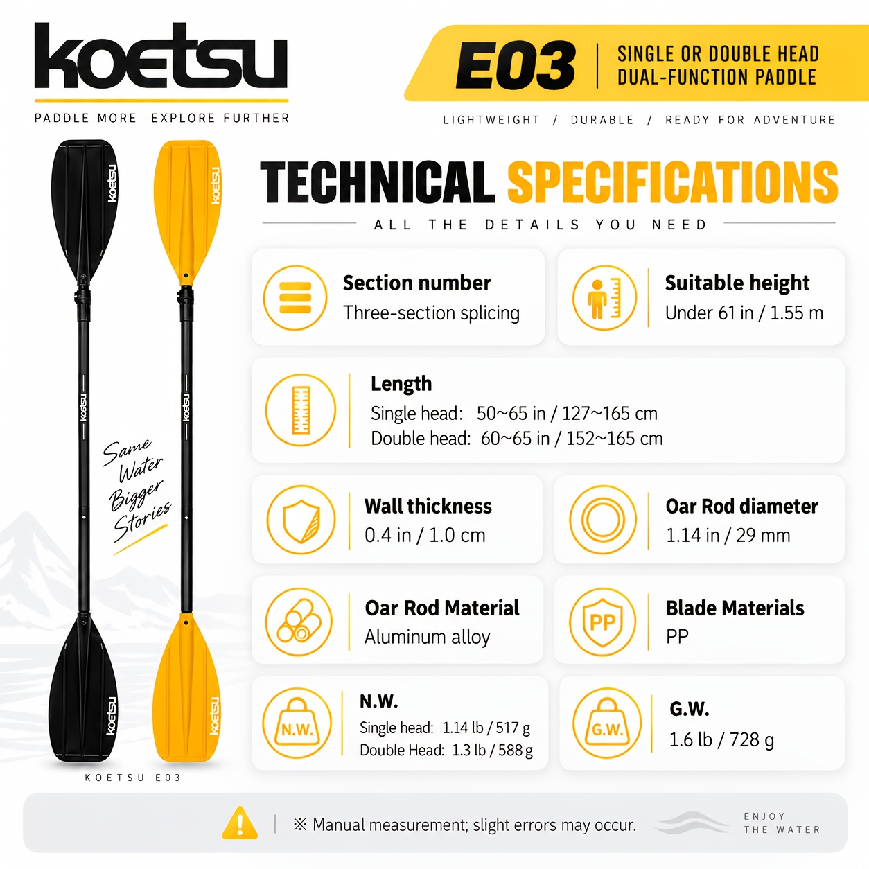 Adjustable Convertible Paddle with Aluminum Shaft