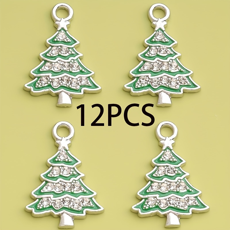 TEMU 12pcs/20pcs Oil-drop Christmas Tree Pendants, Alloy Charm Tree-shaped Enamel Pendants, Diy Pendants, Suitable For Jewelry, Necklaces, Bracelets,