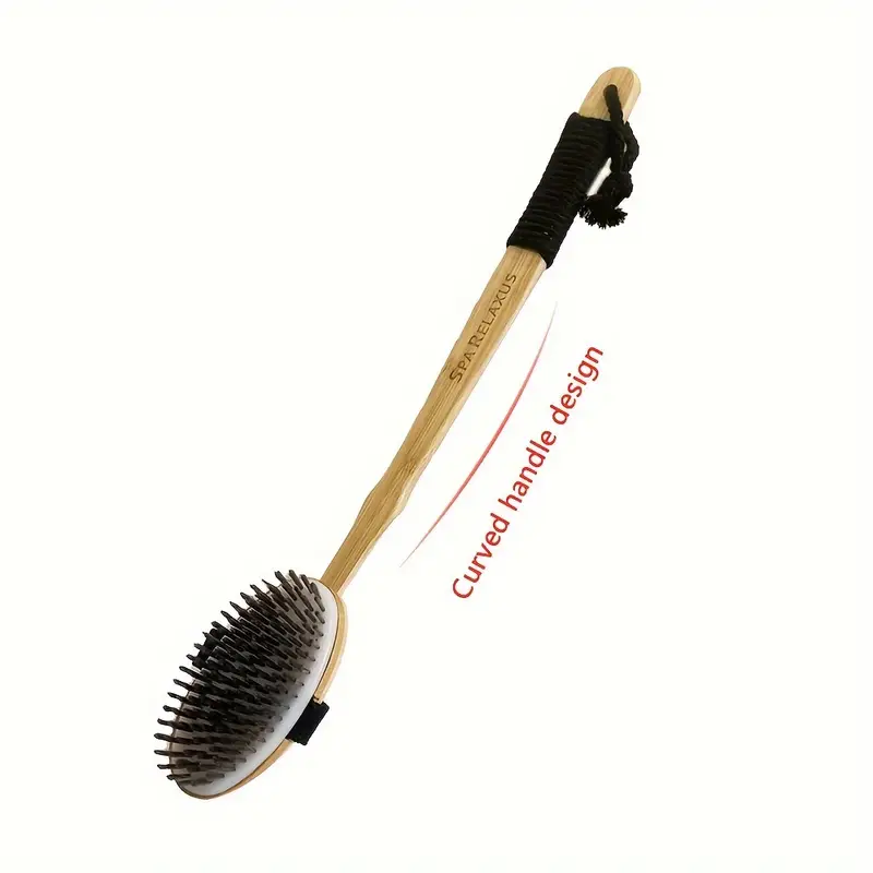 1 extra long curved handle lotus wood bristle round bath cleaning brush with lanyard design lazy family bathing magic Product details 7
