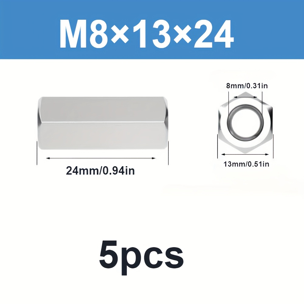 304 Stainless Steel Extended Hexagon Nuts Din6334 | M6-m16 Sizes, High Corrosion Resistance, Quality, Fully Threaded, Polished Surface, Suitable For Mechanical, Construction, And Pipeline Connections