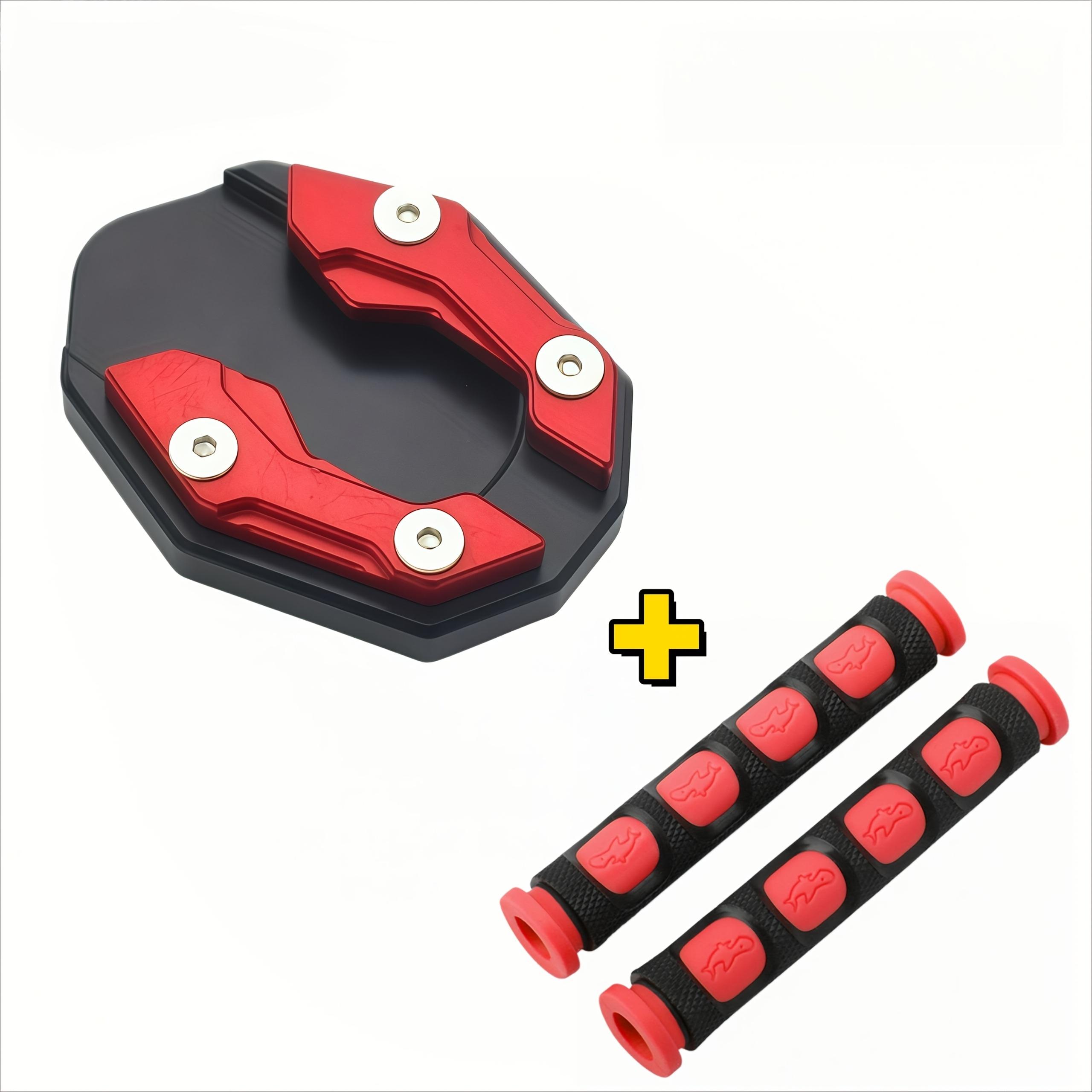 TEMU Electric Motorcycle And Scooter Modification Aluminum Alloy Accessory Set, Including Anti-slip Edge Strips, Support Base, Side Support, And