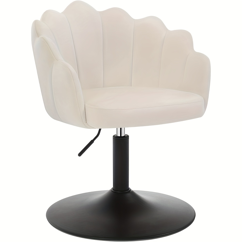 1pc Bar Stools, Dressing Table Chairs, Stools With Backrests, Flower-shaped Make-up Chairs, Height-adjustable Swivel Stools, Velvet Swivel Stools, Metal