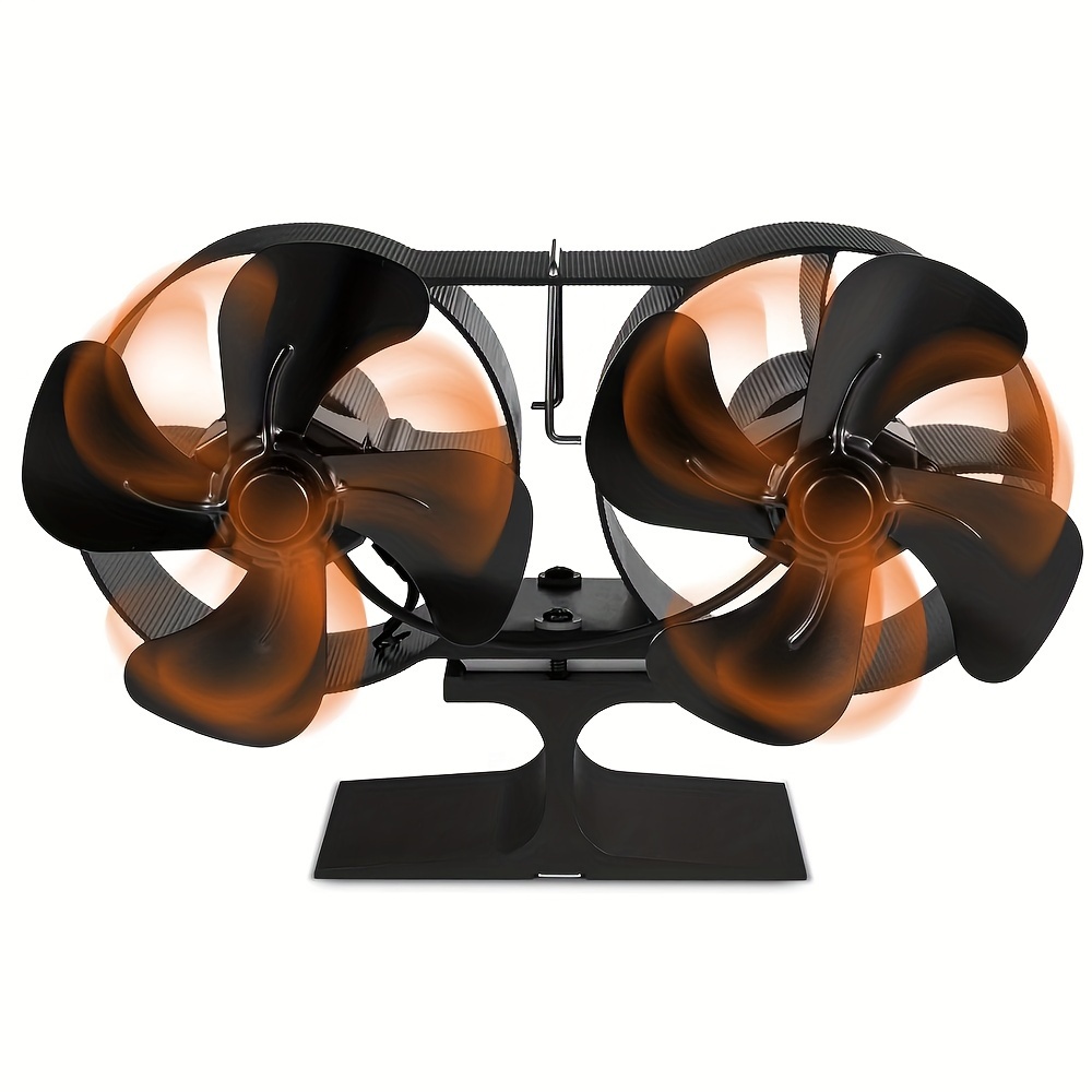 High 8 Blade Dual Motor Heat Powered Stove Fan Silent Aluminum Table ...