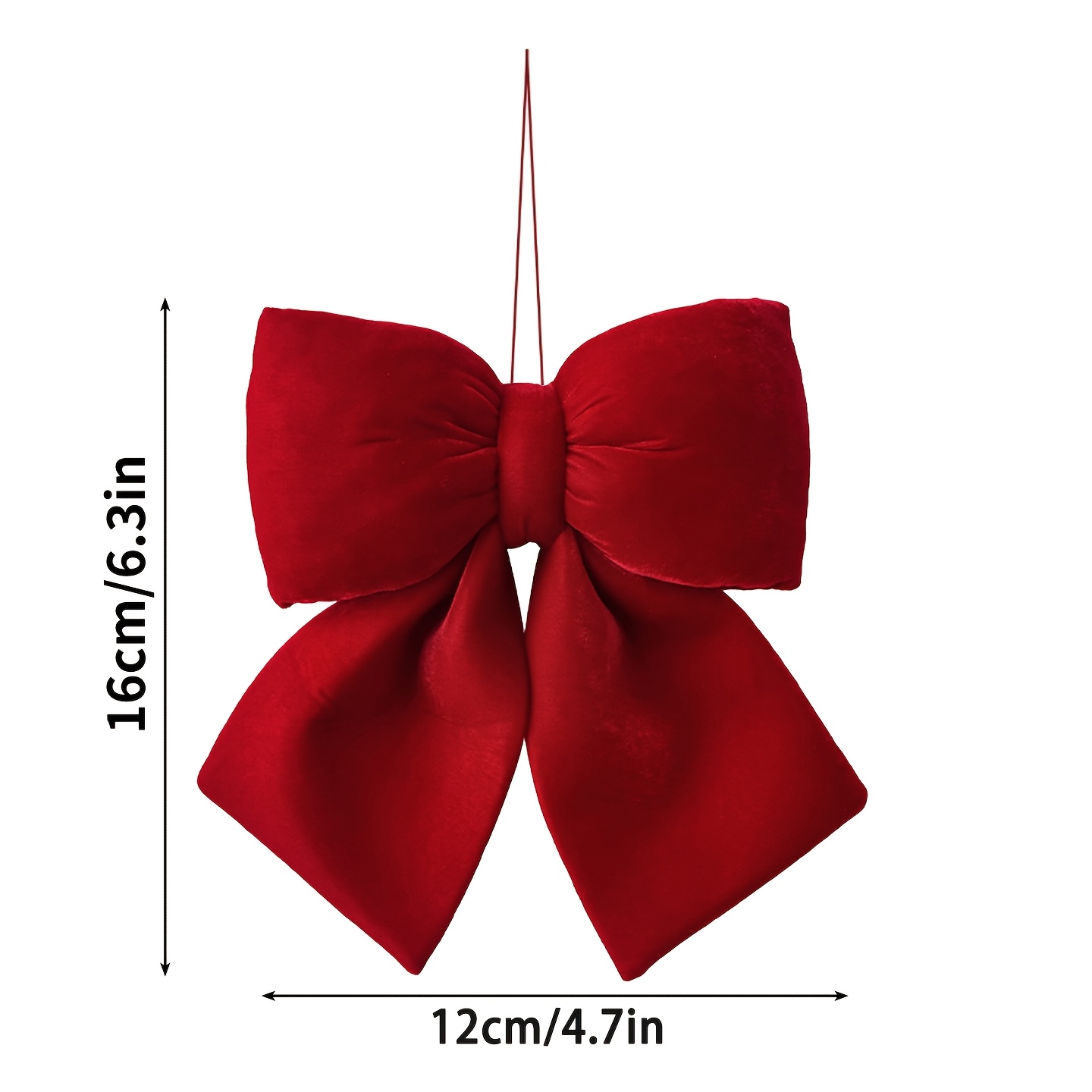 TEMU Lot de 3 nœuds en velours rouge pour décorations de sapin de Noël, nœuds en ruban pré-noués avec attache et pour ornements de Noël, emballage
