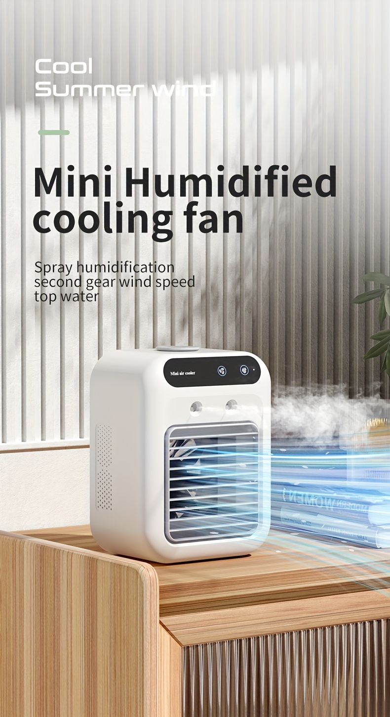 1pc usb charging mini air conditioner fan desktop air cooler rechargeable fan for summer home office details 0