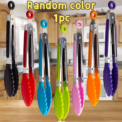 1pc random color multi functional food clip 7 inch mini food clip heat resistant pointed pliers used for cooking serving grilling barbecuing salads etc kitchen supplies baking tools for home and buffet restaurants