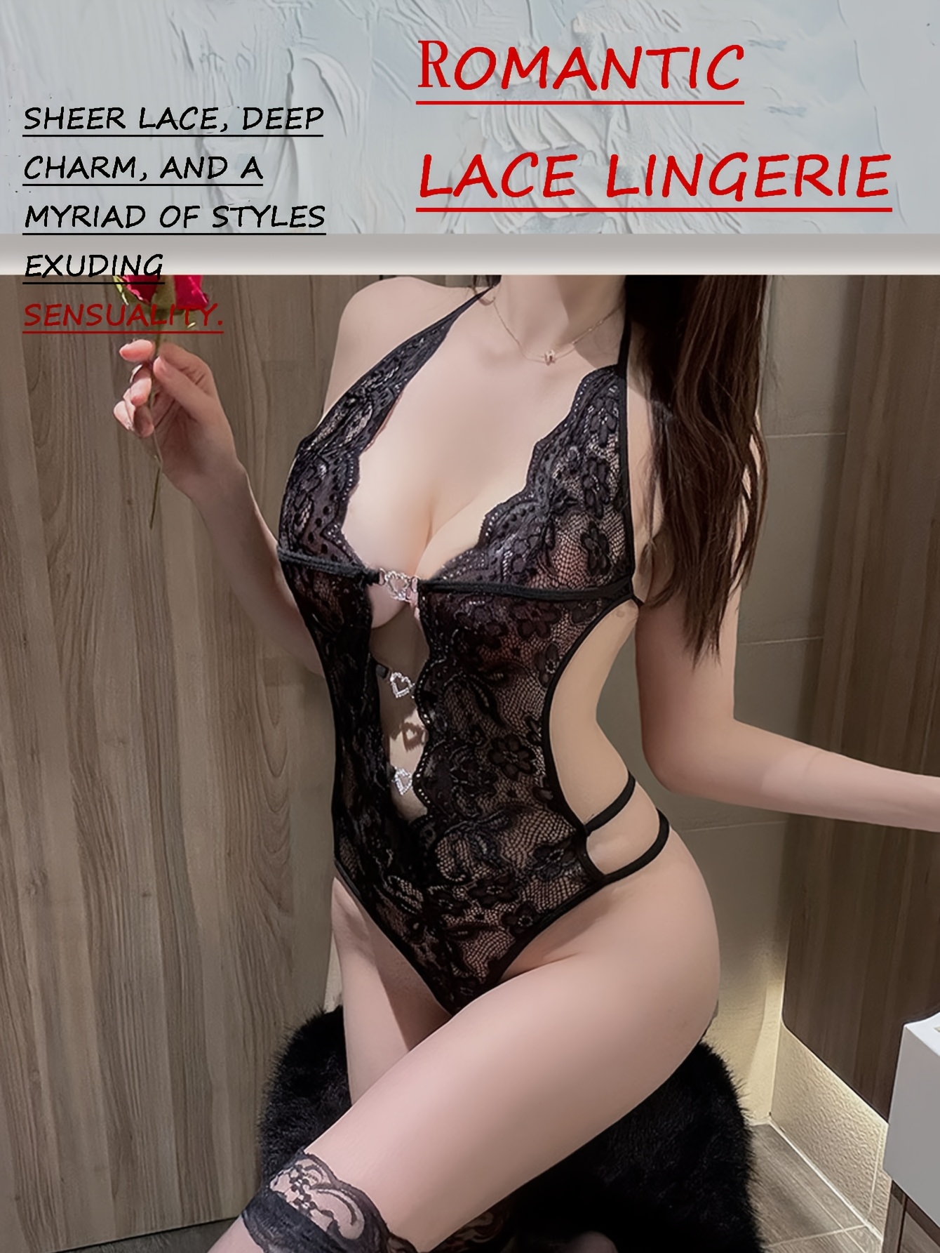 Sexy Purple Lace Bodysuit with Scalloped Edges & Open Crotch - V-Neck, Slimming Design, Hand Wash Only, Perfect for Intimate Occasions, Romantic Clothing | Elegant Style | Stretchy Material